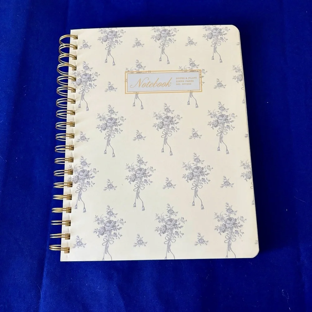 Charming Blue Floral Spiral Notebook